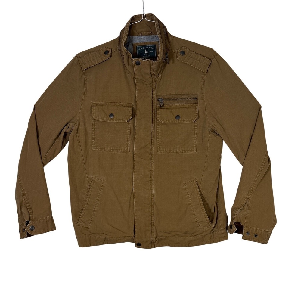 GH Bass & Co Mens Brown Utility Field Jacket M M7MC221 Ripstop Cotton Military
